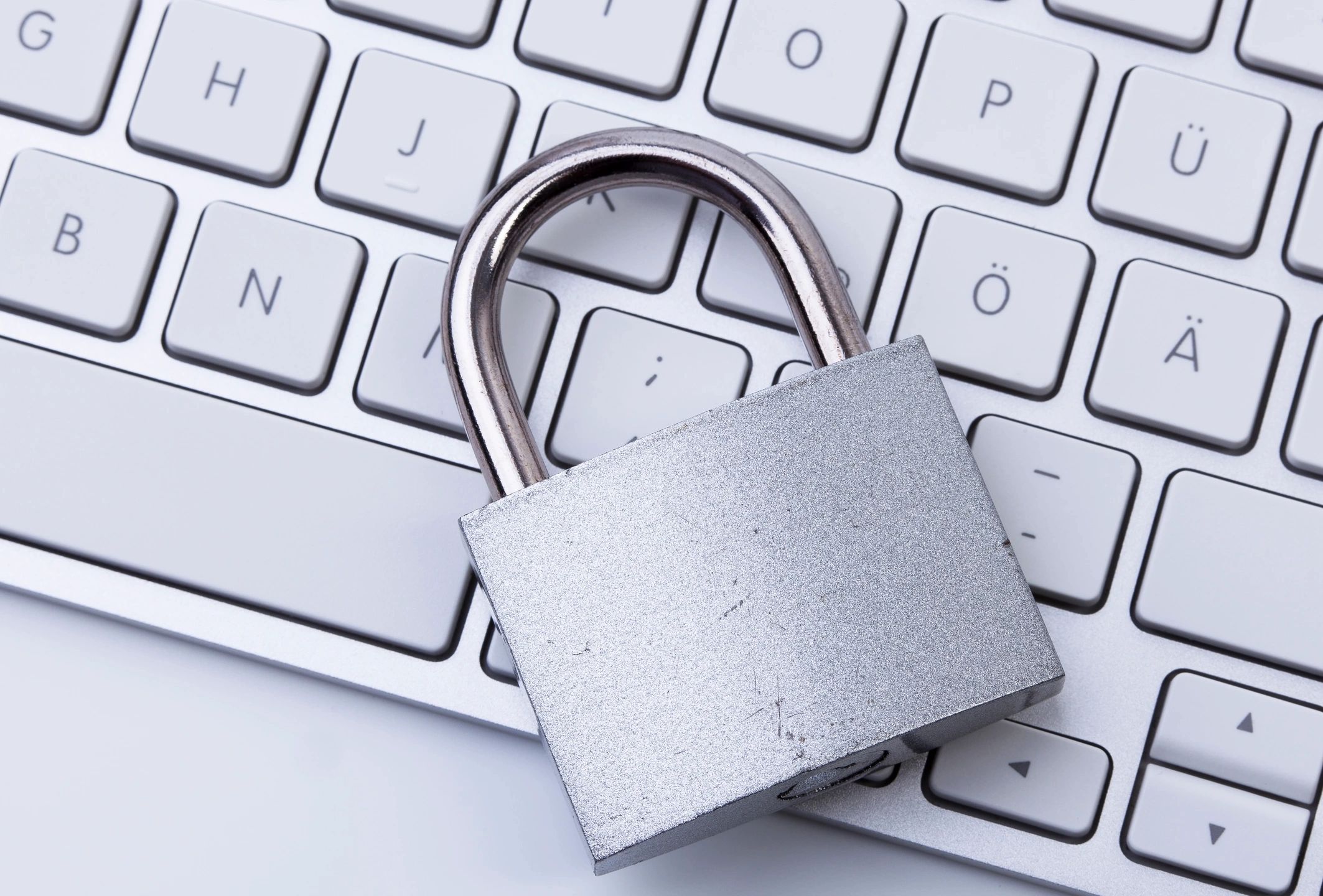 digital vault privacy and security padlock on computer keyboard
